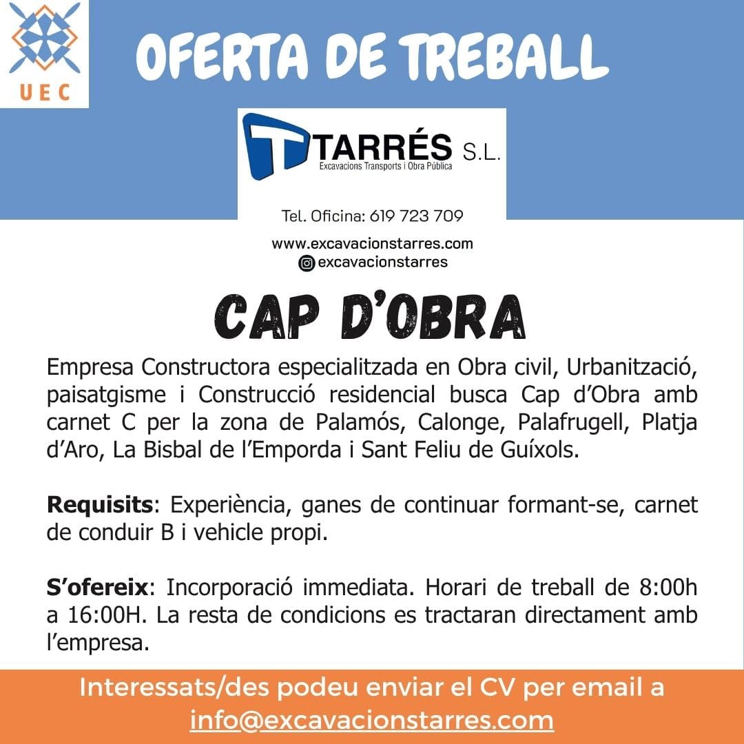 Oferta de feina: Cap d'obra