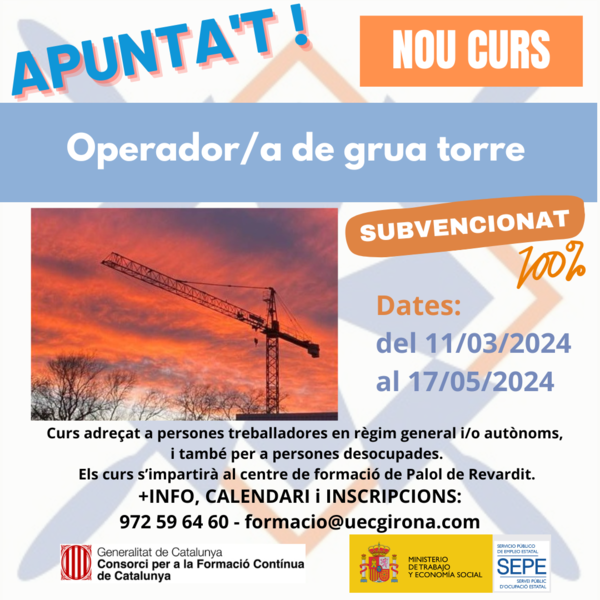 Curs d'Operador/ra de grua torre