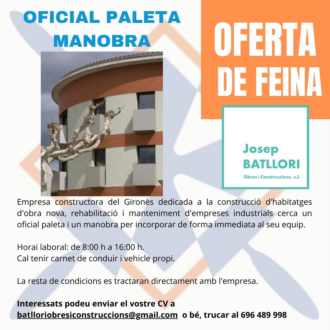 Oferta de feina: Oficial Paleta i Manobra