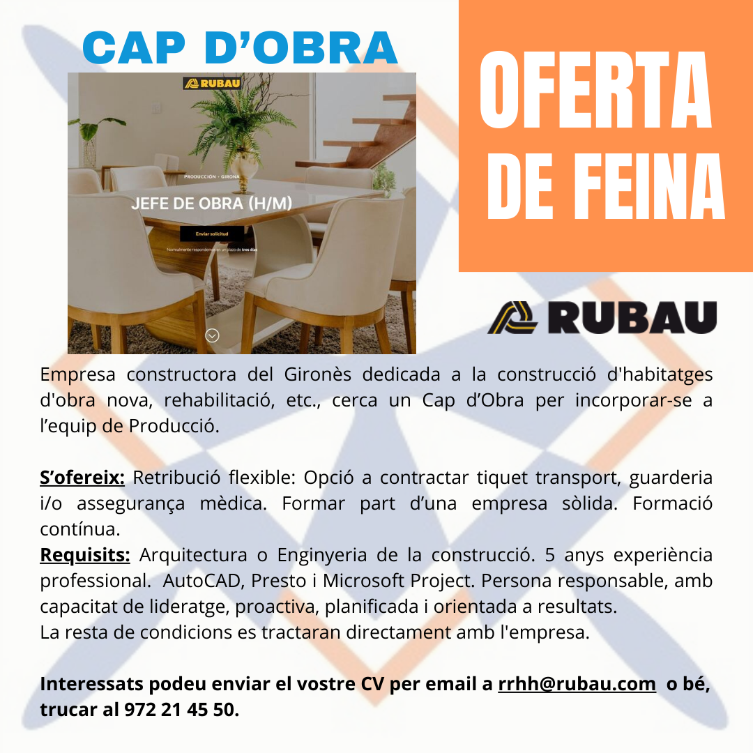 Oferta de feina: Cap d'Obra