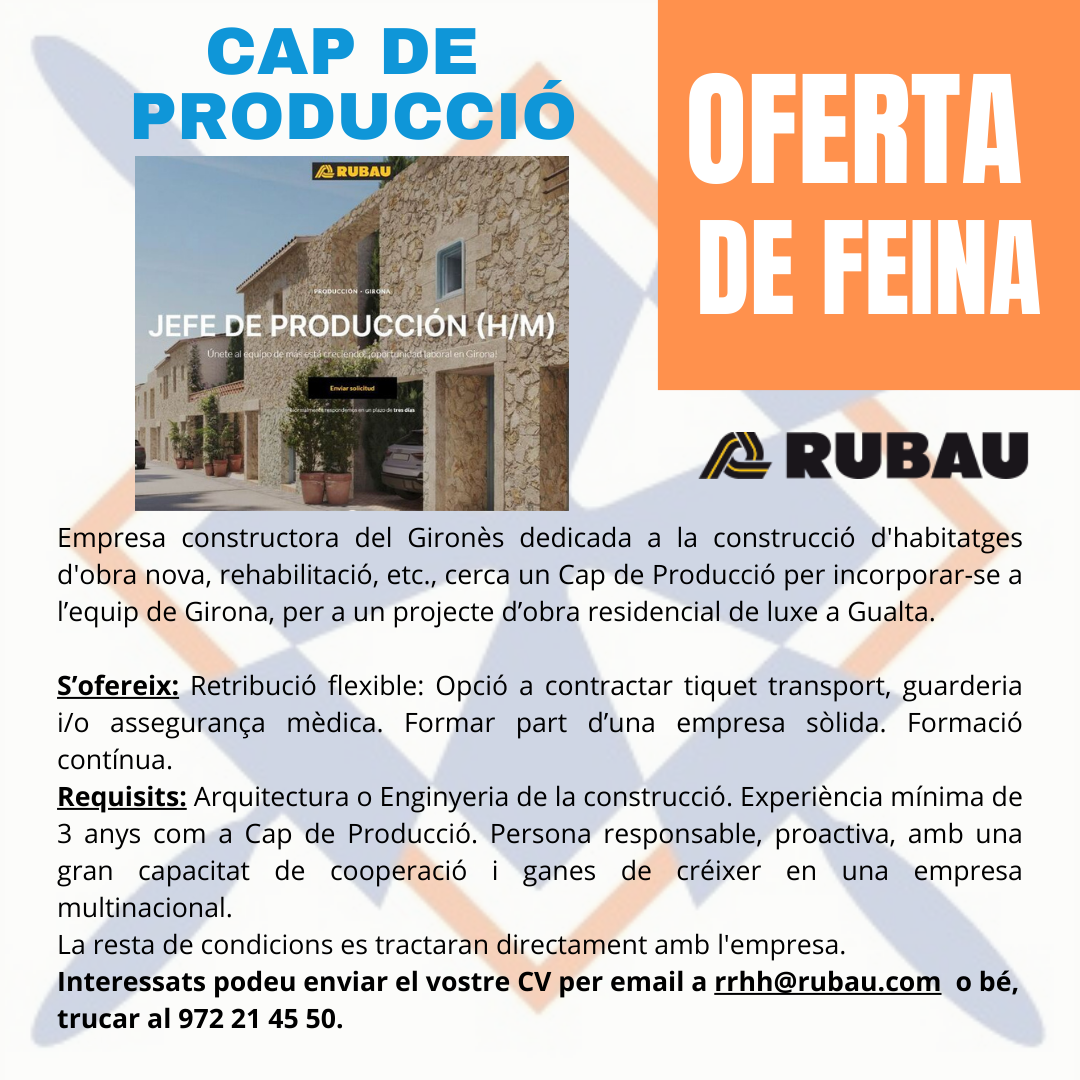 Oferta de feina: Cap de Producció