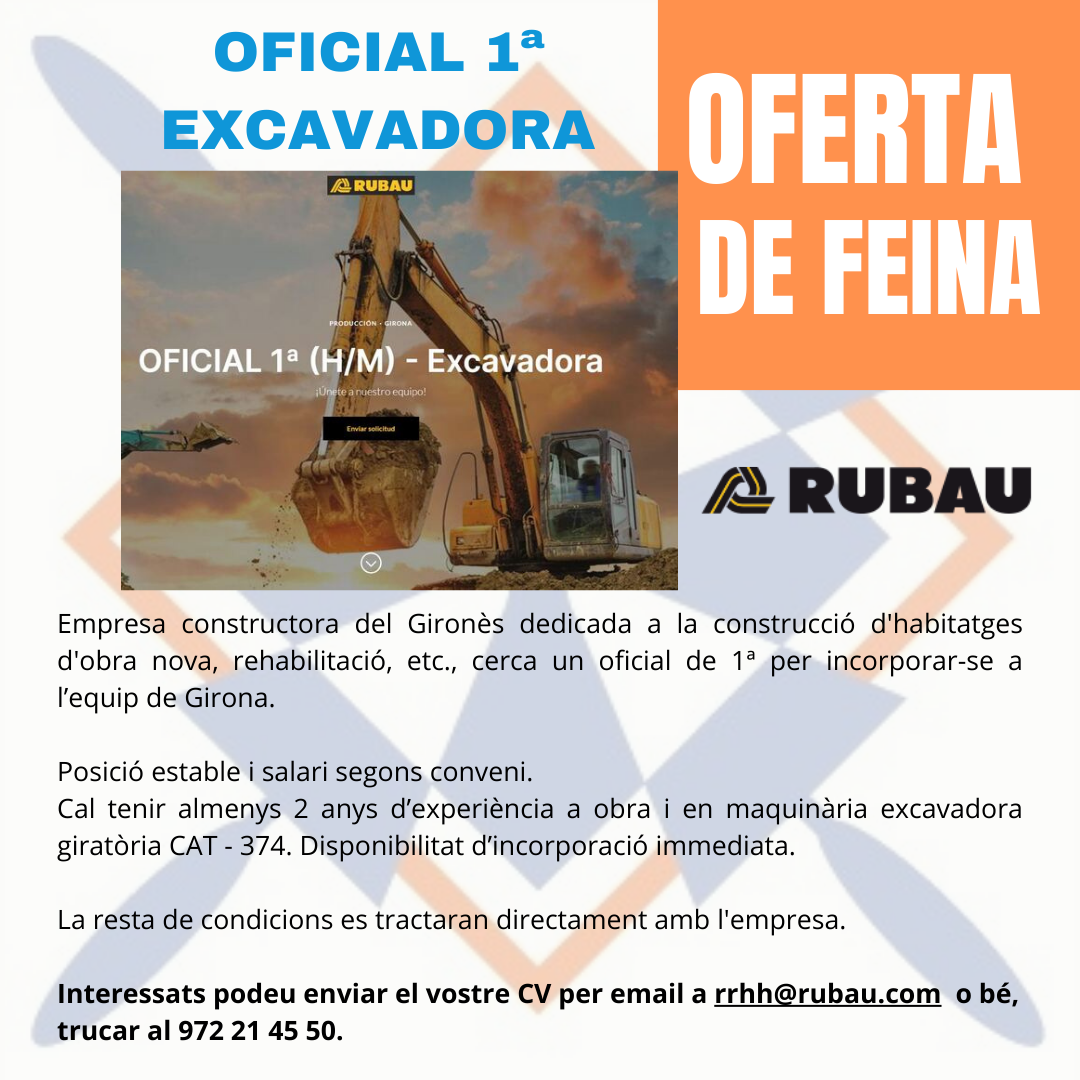 Oferta de feina: Oficial de 1ª Excavadora