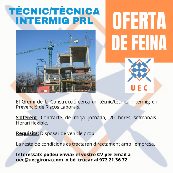 Oferta de feina: Tècnic/Tècnica intermig PRL