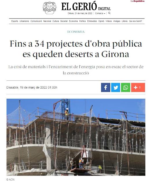 Fins a 34 projectes d'obra pública es queden deserts a Girona - Per Esteve Freixas