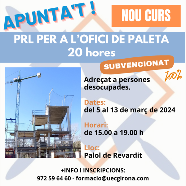 Curs PRL 20 hores per a l'ofici de paleta