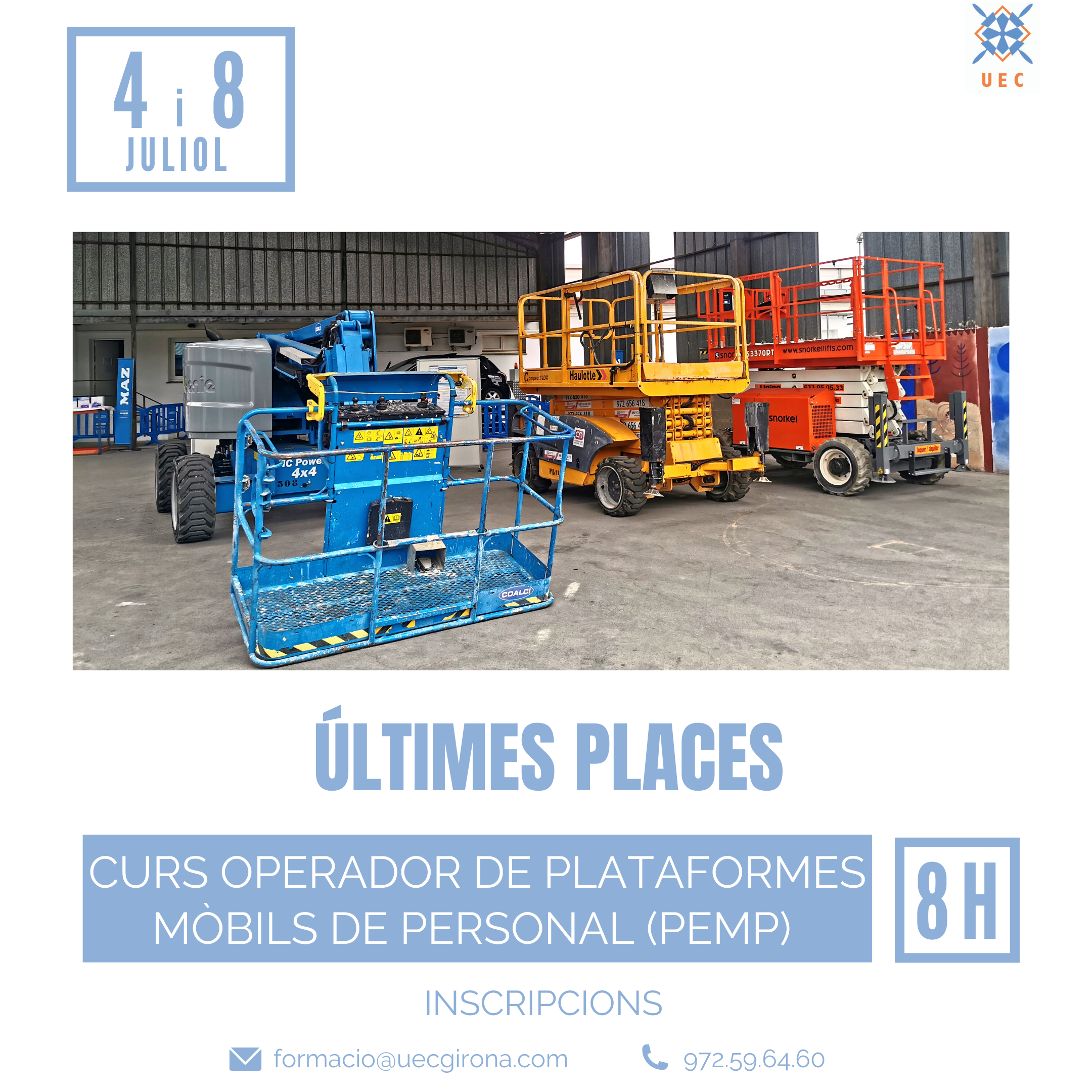 Últimes places! Curs Operador de Plataformes Mòbils de Personal (8 hores)